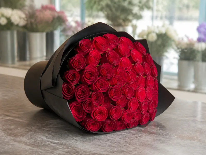 Կարմիր տուփ վարդերով